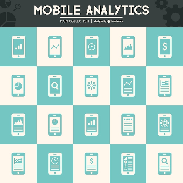 Free Vector moblile analytics flat icons 