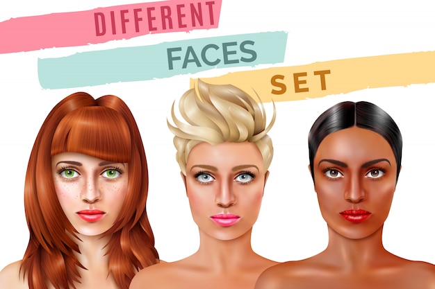 Free Vector model face set