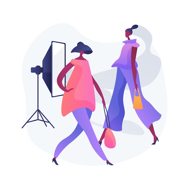 Free Vector modeling agency abstract concept vector illustration. fashion industry, model agent business, modeling company services, shootings casting, open call for male and female models abstract metaphor.