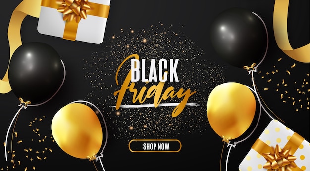 Free Vector moden black friday sale banner with realistic elements