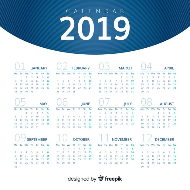 Free Vector modern 2019 calendar concept