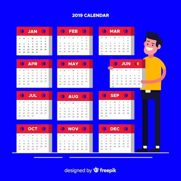 Modern 2019 calendar template