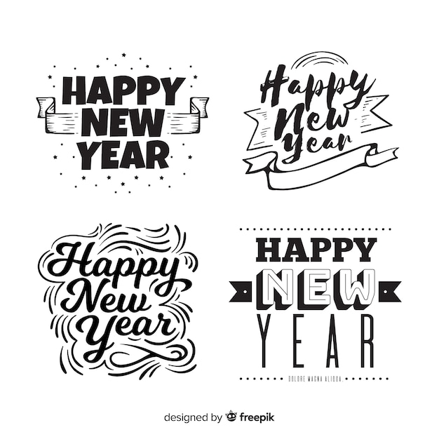 Modern 2019 new year badge collection with flat design