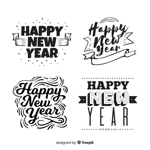 Modern 2019 new year badge collection with flat design