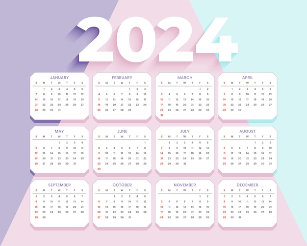 Free Vector modern 2024 desk calendar template for office or workplace workplace vector