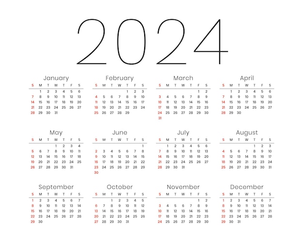 modern 2024 new year calendar template organize daily event vector