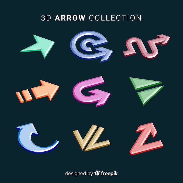 Free vector modern 3d arrow collection