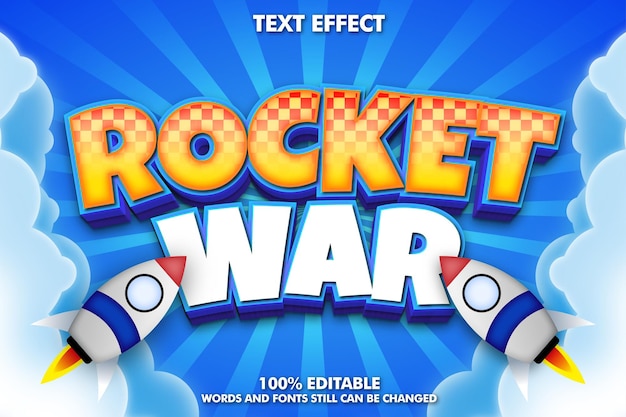 Free Vector modern 3d text effect with rocket for game banner or title