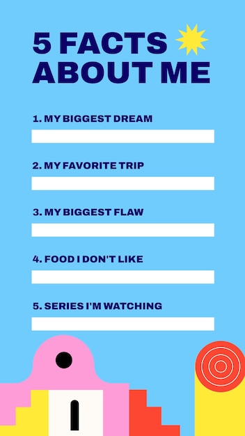 Modern 5 facts about me instagram story