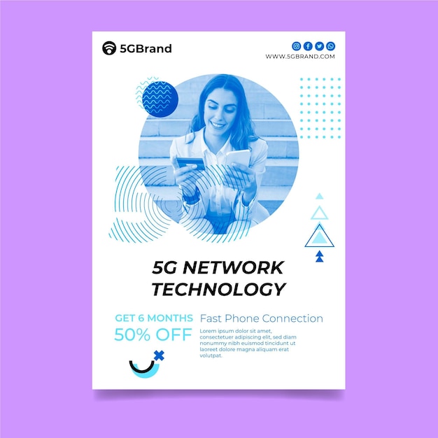 Free Vector modern 5g flyer template