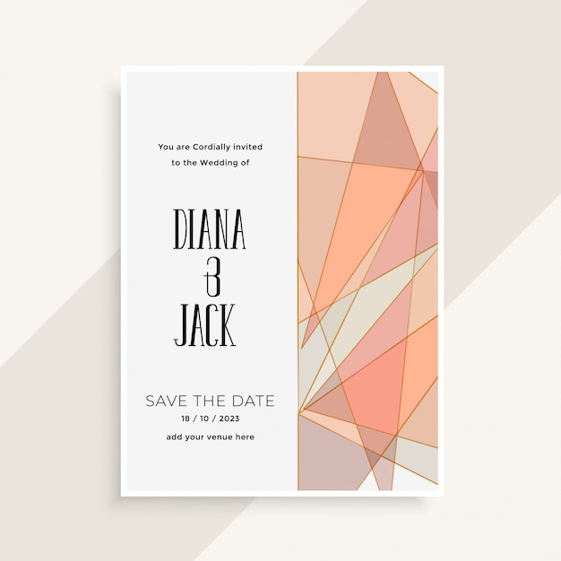 Modern abstract geometric style wedding invitation card