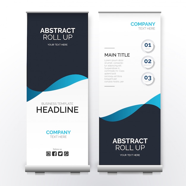 Modern abstract roll up with blue waves