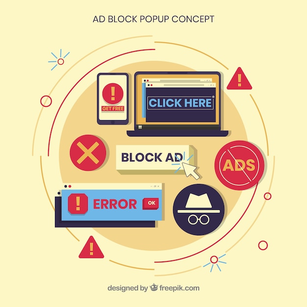 Free Vector modern ad block concept with flat design