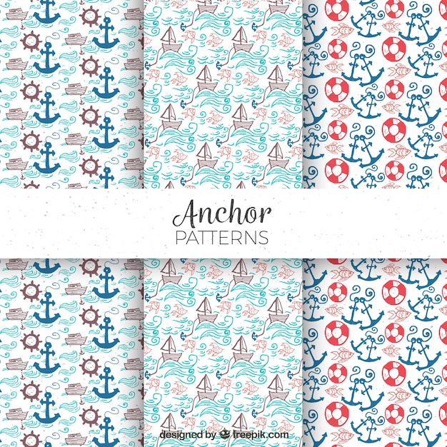 Free vector modern anchor pattern collection