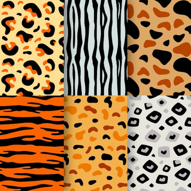 Free vector modern animal print pattern set