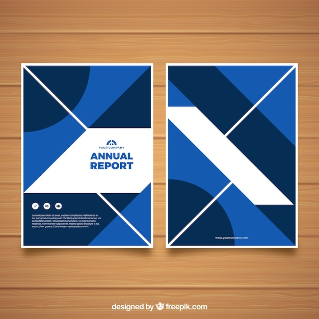 Modern annual report cover template with geometric shapes