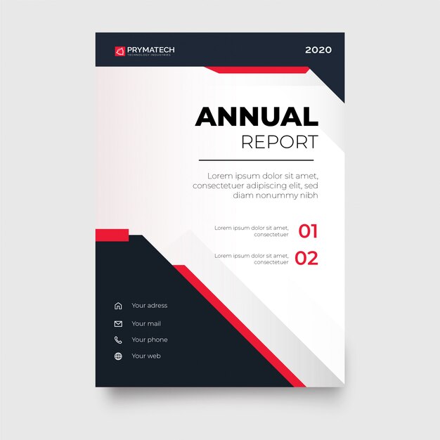 Modern Annual Report Template with Red Shapes