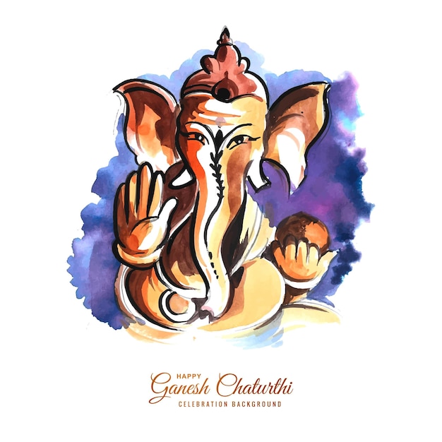 Modern artistic happy ganesh chaturthi celebration card background