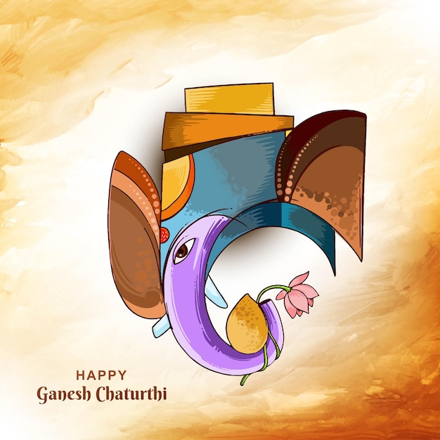 Free Vector modern artistic happy ganesh chaturthi festival card background