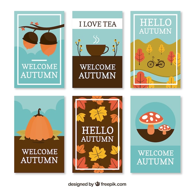 Free Vector modern autumn card collection