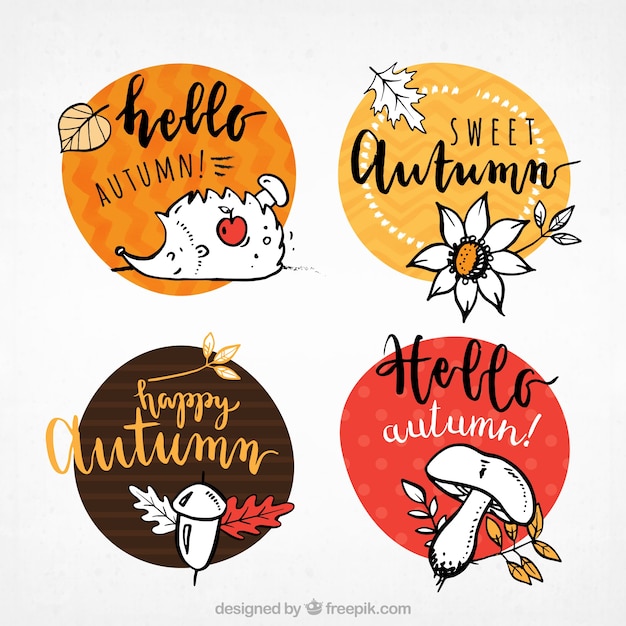 Free vector modern autumn labels with fun style