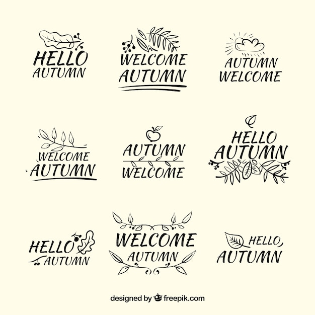 Modern autumn labels with hand drawn style