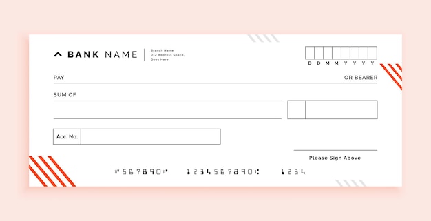 Free Vector modern bank cheque checkbook money draft voucher