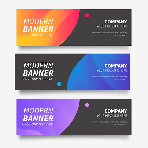 Free vector modern banner collection with abstract gradients