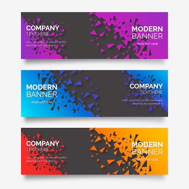 Free vector modern banner collection with broken abstract shapes