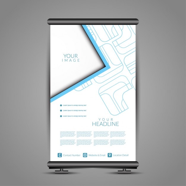 Free vector modern banner stand with blue lines