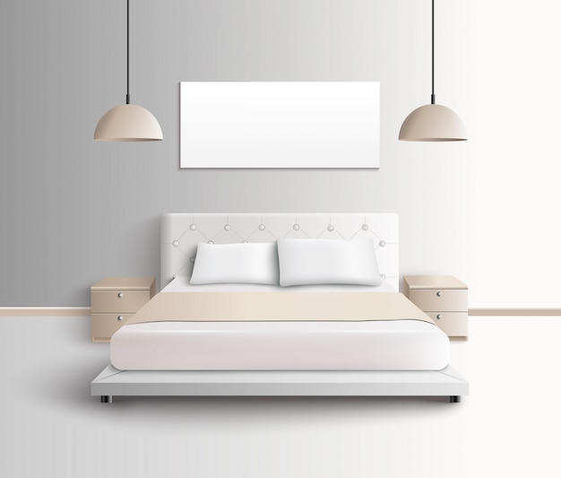 Free Vector modern bedroom interior composition