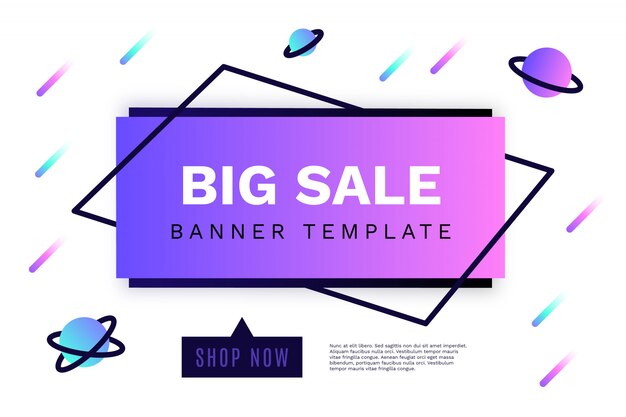 Modern big sale banner with galaxy shapes