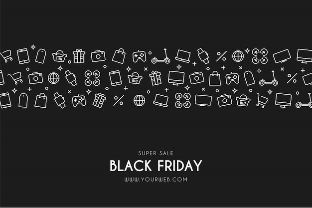 Modern Black Friday Background with icons