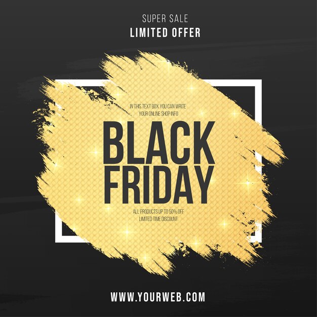 Modern Black Friday banner with Abstract Golden Splash