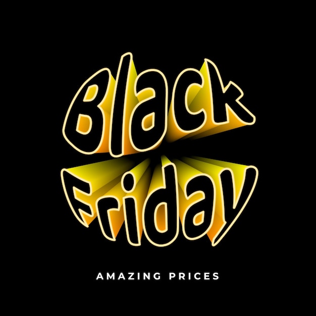 Modern Black Friday banner with neon text effect