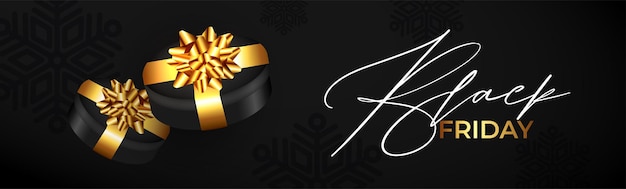 Free Vector modern black friday banner with realistic gift