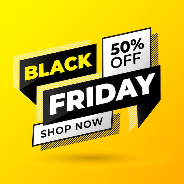 Modern Black Friday banner with yellow background