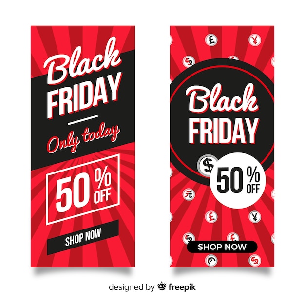 Modern black friday banners with flat design