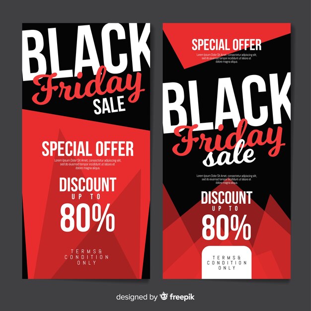 Modern black friday banners with flat design