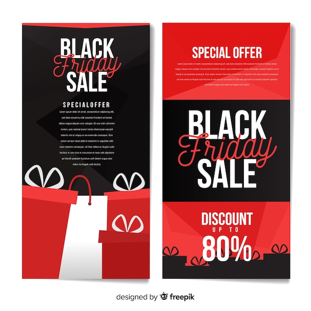 Modern black friday banners with flat design