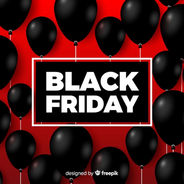 Modern black friday composition with realistic balloons