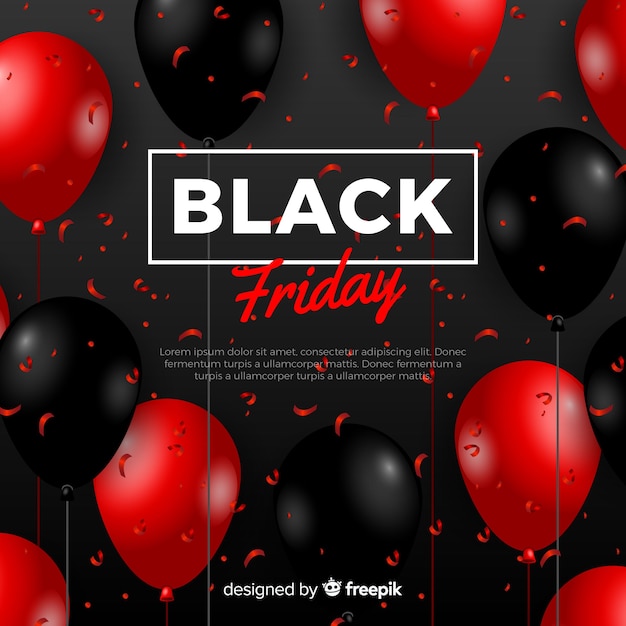 Modern black friday composition with realistic balloons