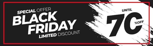 Free Vector modern black friday discount horizonta banner with splash background