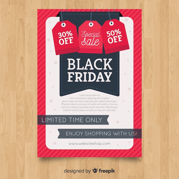 Modern black friday flyer template with flat design