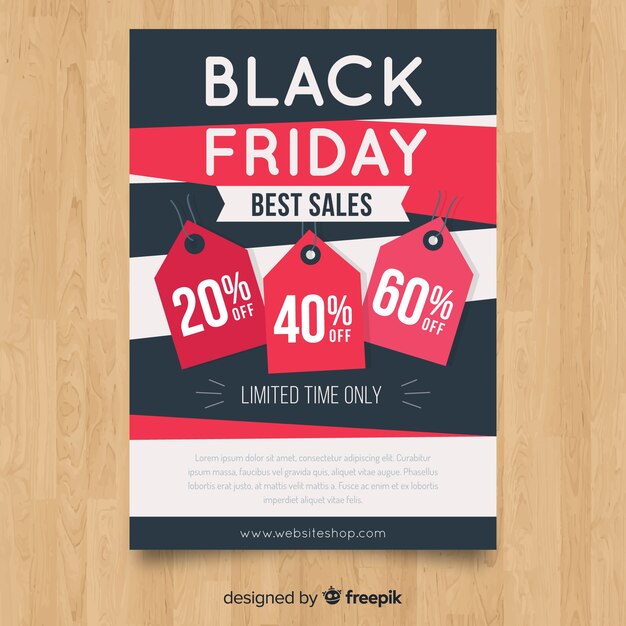 Modern black friday flyer template with flat design