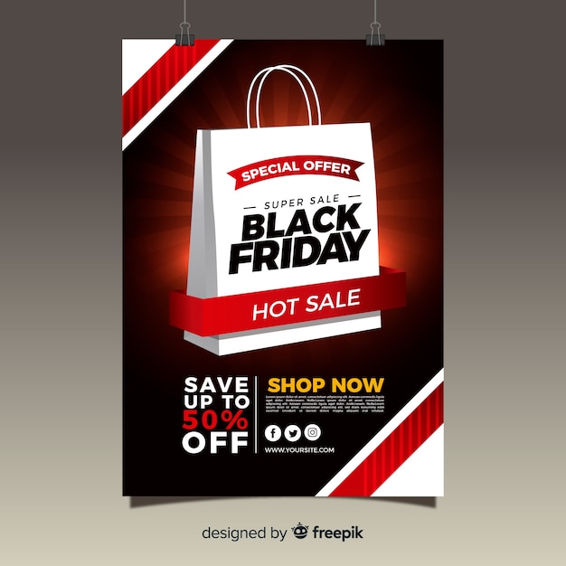 Modern black friday flyer template with flat design