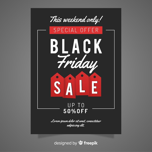 Modern black friday flyer template with flat design