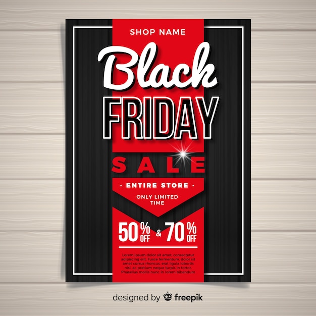 Modern black friday flyer template with flat design