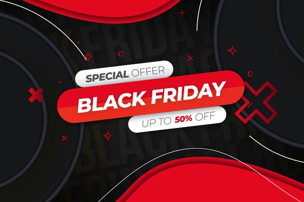 Modern Black Friday Sale Banner with Memphis Background