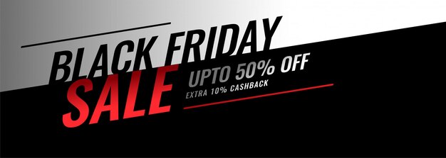 Modern black friday sale banner with offer details